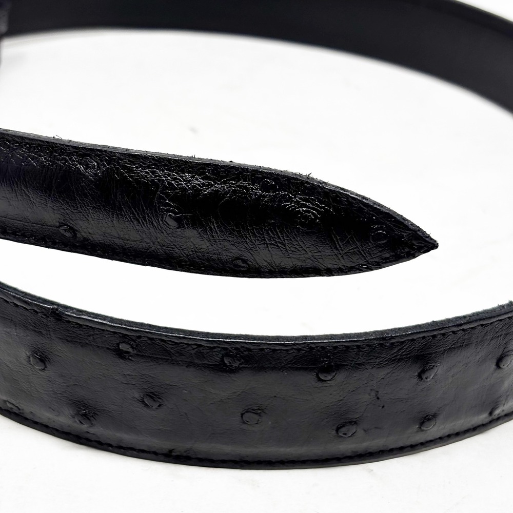 Great‎ W Boots Mens Black Faux Ostrich Leather Belt Size 40 Buckle Not Included - Picture 4 of 9